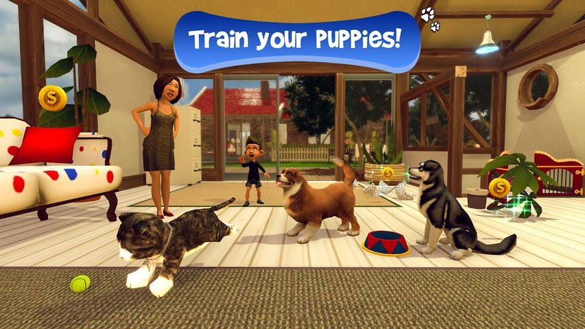 Screenshot 1: Virtual Puppy Simulator - Pet Dog Family Adventure