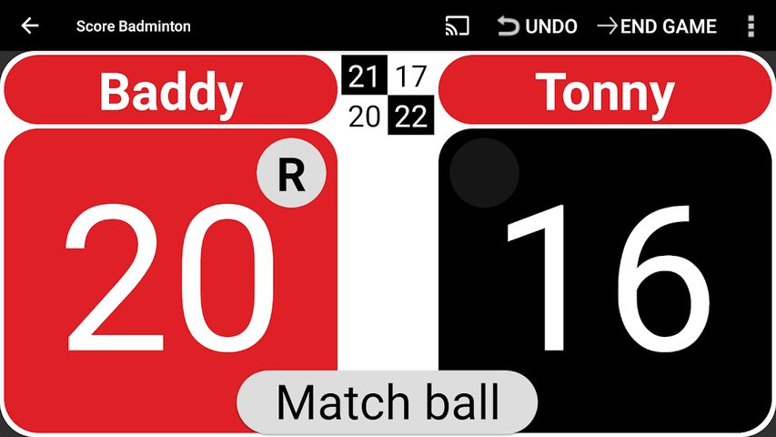 Screenshot 1: Score Badminton