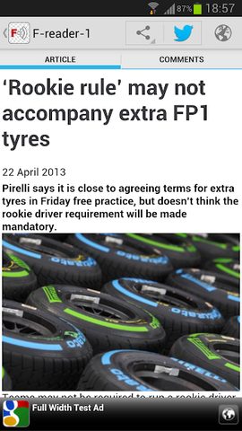 Screenshot 3: Freader1 - Formula Racing News