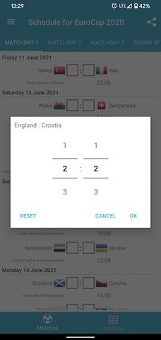Screenshot 3: Schedule for EuroCup 2020 (2021)