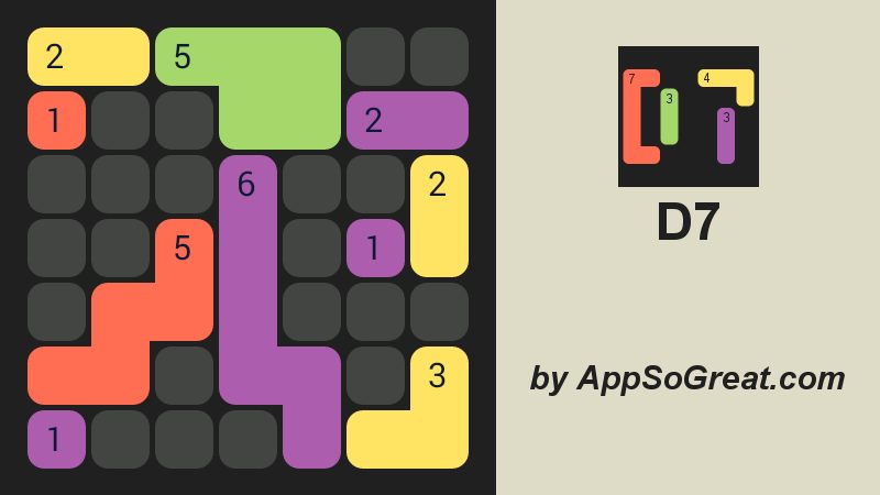 Screenshot 3: D7: pack the colored Dominoes per 7. Free game.