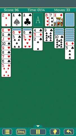 Screenshot 1: Solitaire Klondike classic.