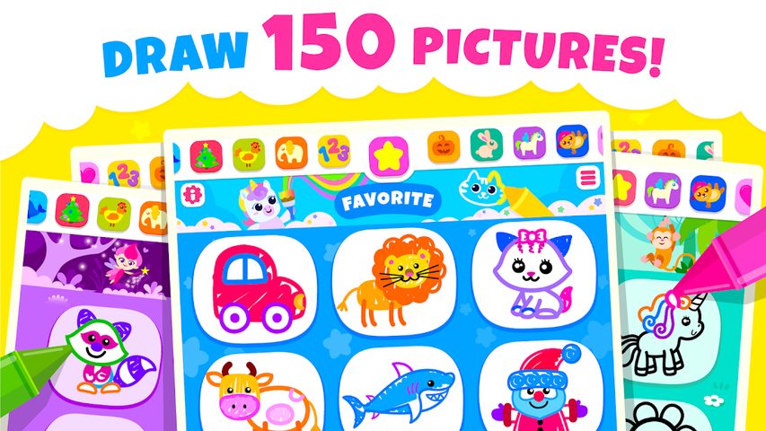 Screenshot 1: Bini Toddler Drawing Apps! Coloring Games for Kids