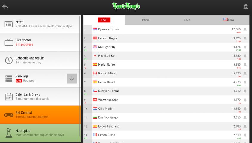 Screenshot 12: Tennis Temple - Live scores