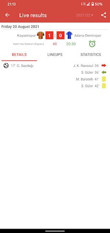 Screenshot 3: Live Scores for Super Lig 2021/2022