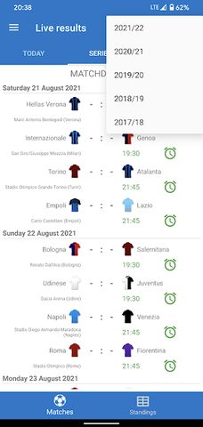 Screenshot 8: Live Scores for Serie A Italy 2021/2022