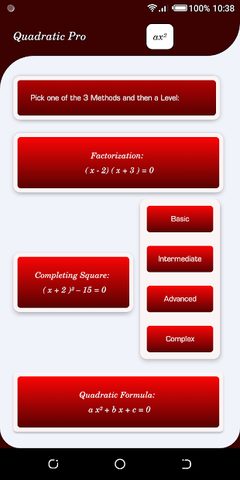 Screenshot 1: Quadratic Math Game