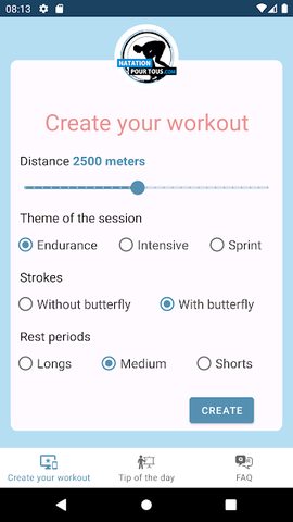 Screenshot 1: Swimming workout builder