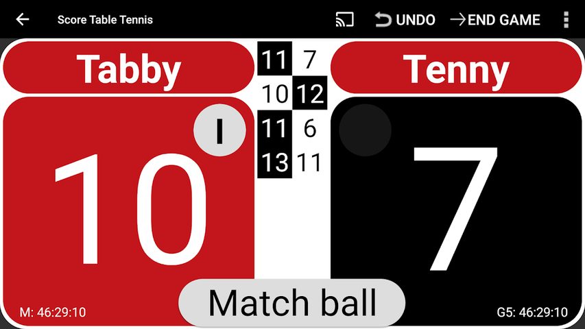 Screenshot 1: Score Table Tennis