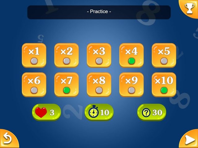 Screenshot 8: Multiplication and Division Tables. Training.
