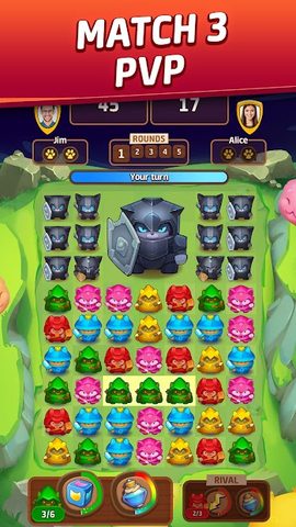 Screenshot 1: Cat Force - PvP Match 3 Game