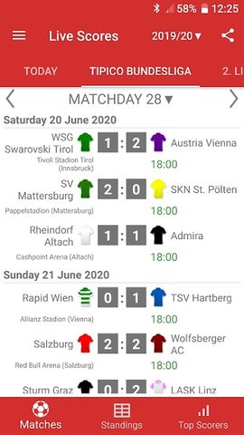 Screenshot 1: Live Scores for Admiral Bundesliga 2021/2022