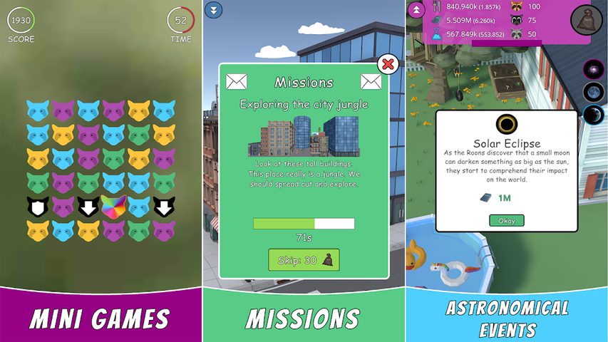 Screenshot 3: Roons: Idle Raccoon Clicker