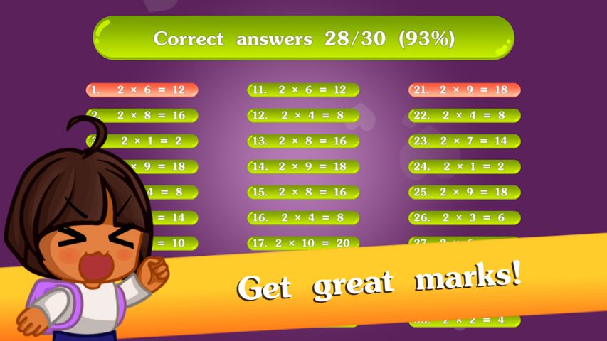 Screenshot 12: Math games for kids - Multiplication table (2х2)