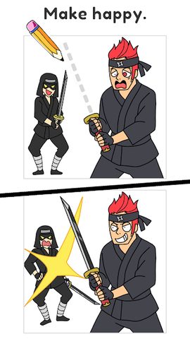 Screenshot 2: Draw Happy Ninja - Brain free drawing puzzle games