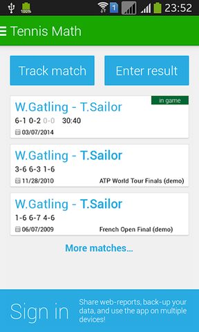Screenshot 1: Tennis Math: score keeper and statistics tracker