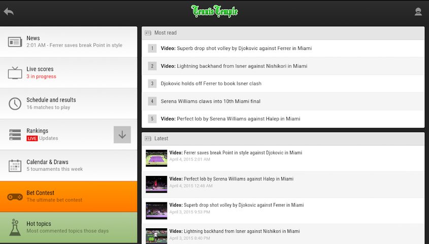 Screenshot 16: Tennis Temple - Live scores