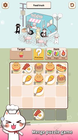 Screenshot 1: Cat Merge Cafe: Dessert Puzzle