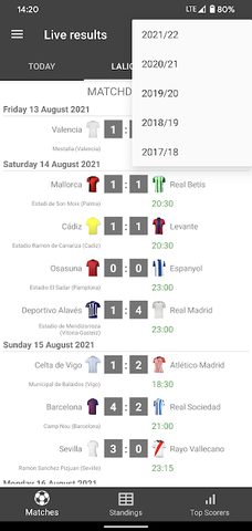 Screenshot 7: Live Scores for La Liga Santander 2021/2022