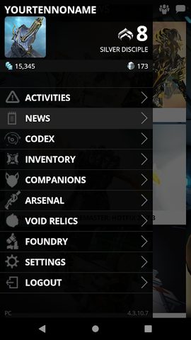 Screenshot 1: Warframe Companion