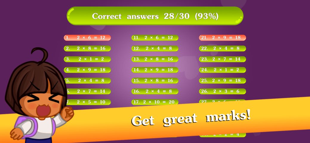Screenshot 8: Math games for kids - Multiplication table (2х2)