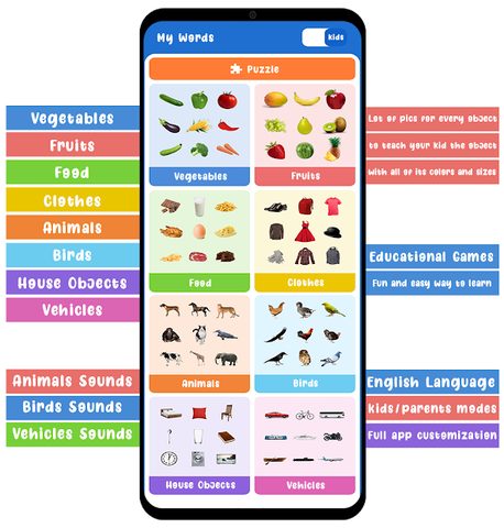 Screenshot 1: Baby First Words, Flashcards & Educational Games
