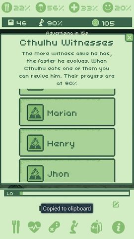 Screenshot 4: Cthulhu Virtual Pet