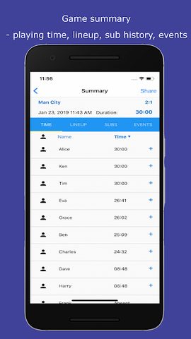 Screenshot 5: SubTime: playing time and sub tracking for coaches