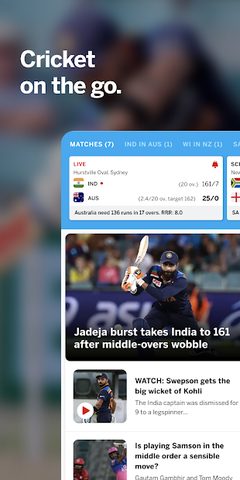 Screenshot 1: ESPNCricinfo - Live Cricket Scores, News & Videos