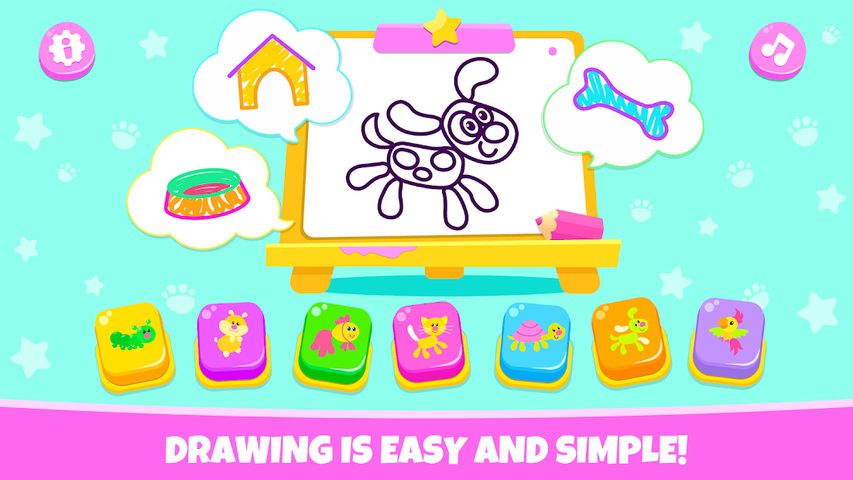 Screenshot 1: Pets Drawing for Kids and Toddlers games Preschool