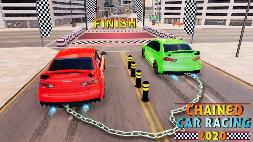 Screenshot 1: Chained Car Racing Stunts Game