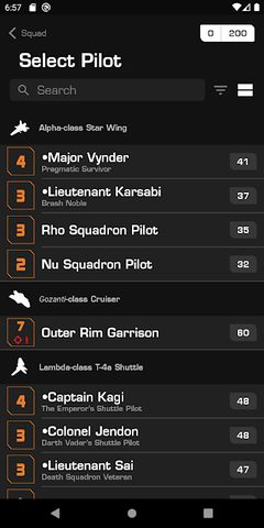 Screenshot 5: Star Wars X-Wing Second Edition Squad Builder