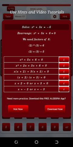 Screenshot 5: Quadratic Math Game