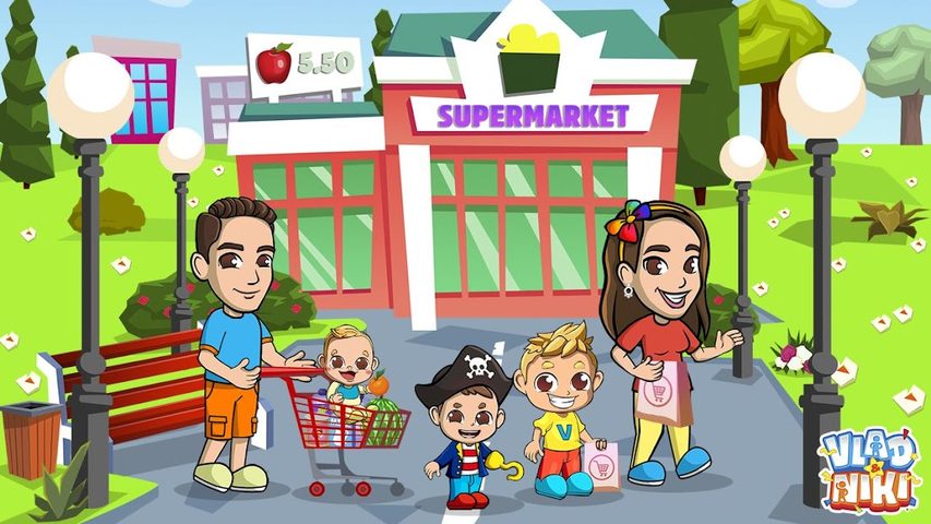 Screenshot 1: Vlad & Niki Supermarket game