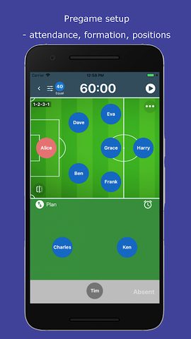Screenshot 1: SubTime: playing time and sub tracking for coaches