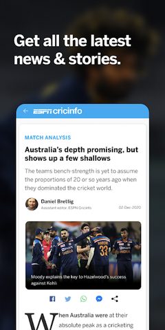 Screenshot 4: ESPNCricinfo - Live Cricket Scores, News & Videos