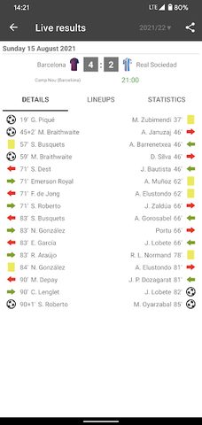 Screenshot 3: Live Scores for La Liga Santander 2021/2022