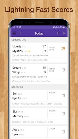 Screenshot 1: Women's Basketball WNBA Live Scores & Schedules