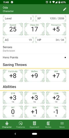 Screenshot 1: Character Sheet for any RPG