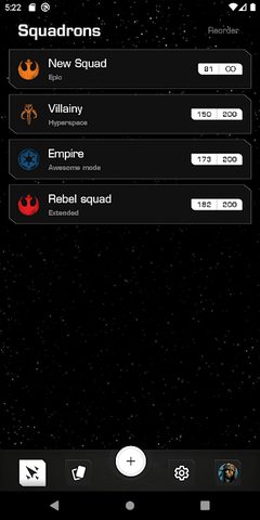 Screenshot 1: Star Wars X-Wing Second Edition Squad Builder