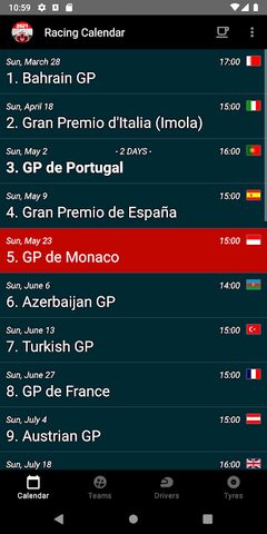 Screenshot 1: Racing Calendar + Ranking 2022