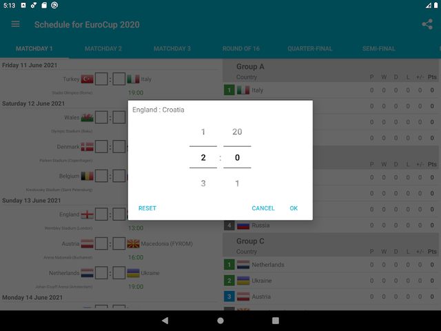 Screenshot 6: Schedule for EuroCup 2020 (2021)