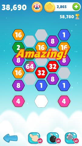 Screenshot 1: Make 64 - Merge Numbers Puzzle! Simple Casual Game