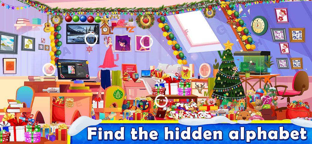 Screenshot 1: Christmas Hidden Objects : Alphabets & Numbers