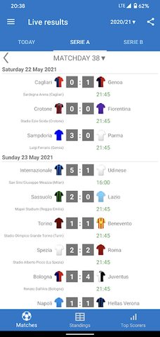 Screenshot 6: Live Scores for Serie A Italy 2021/2022