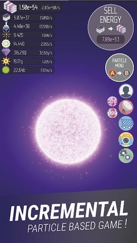 Screenshot 1: Idle Space Energy Particle Simulator - ISEPS