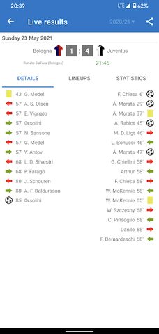 Screenshot 3: Live Scores for Serie A Italy 2021/2022