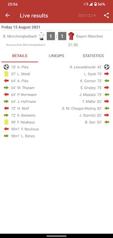 Screenshot 3: Live Scores for Bundesliga 2021/2022