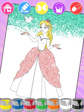 Screenshot 2: Princess Coloring Book Glitter & Girls Dress Up