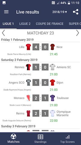 Screenshot 2: Live Scores for Ligue 1 France 2021/2022